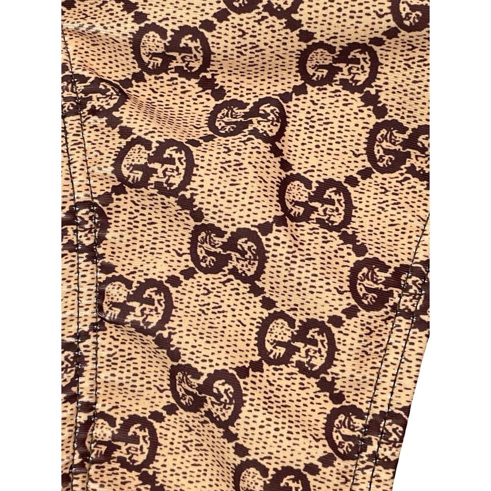 NEW Gucci Brown Beige Gold Tone Chain Monogram Swimwear Bikini Bottom Size S - Picture 6 of 12